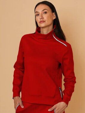 NWT Acegolfs Red More than Basic Irregular Collar Golf Sweatshirt Size Large